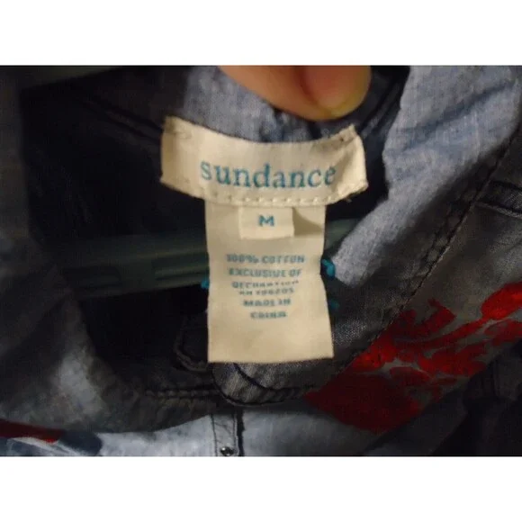 Sundance Cassidy Western Embroidery Chambray Denim Button Down Womens Medium - Picture 4 of 9